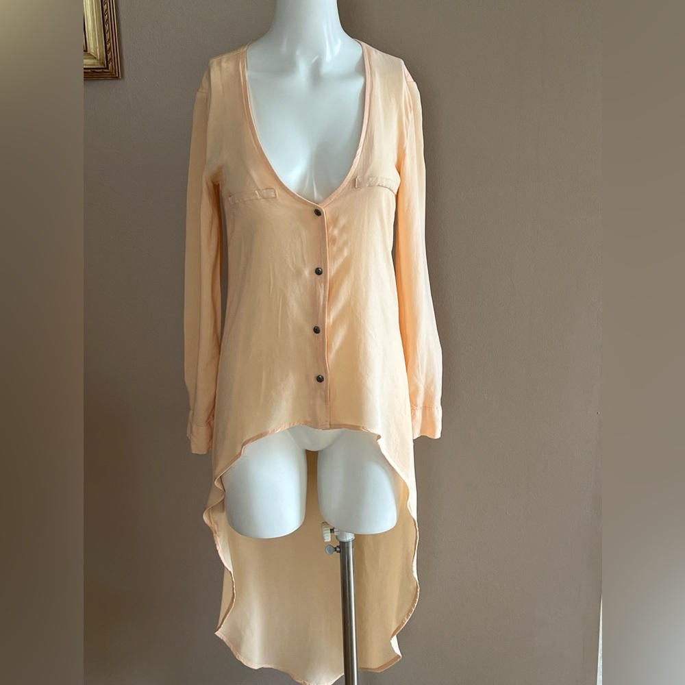 Grace Light Peach High-Low Button Front Dress